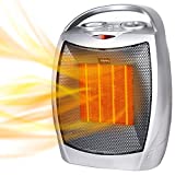 Portable Electric Space Heater 1500W/750W Personal Room Heater with Thermostat, Small Desk Ceramic Heater with Tip Over and Overheat Protection ETL Certified for Office Indoor Bedroom ( Silver )