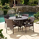 Christopher Knight Home Lorelai Outdoor Wicker Dining Set, Multibrown